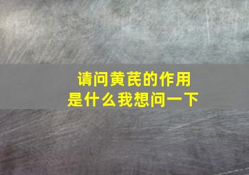 请问黄芪的作用是什么我想问一下