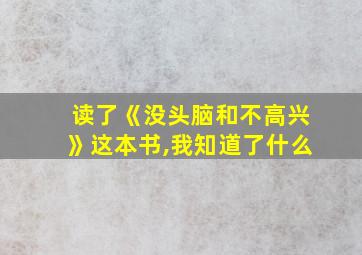 读了《没头脑和不高兴》这本书,我知道了什么