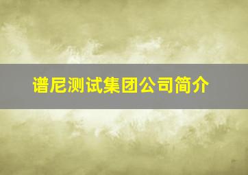 谱尼测试集团公司简介