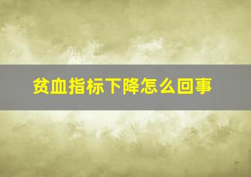 贫血指标下降怎么回事