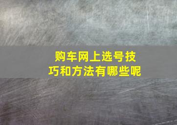 购车网上选号技巧和方法有哪些呢