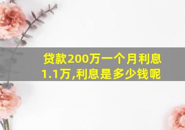 贷款200万一个月利息1.1万,利息是多少钱呢