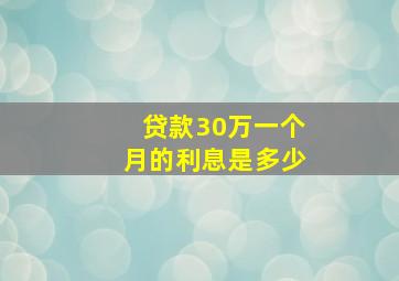 贷款30万一个月的利息是多少