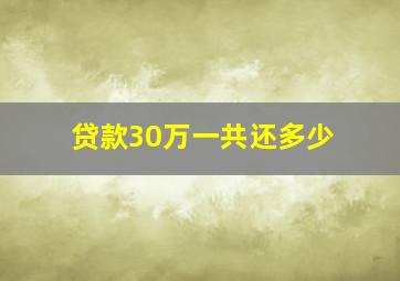 贷款30万一共还多少