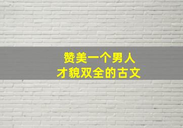 赞美一个男人才貌双全的古文