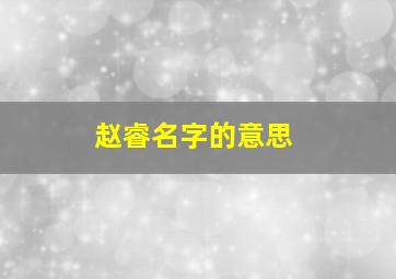 赵睿名字的意思