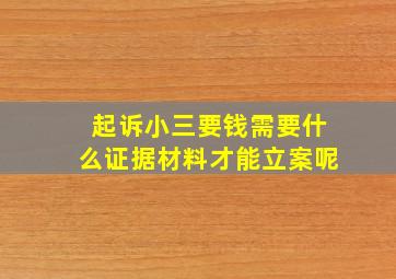 起诉小三要钱需要什么证据材料才能立案呢