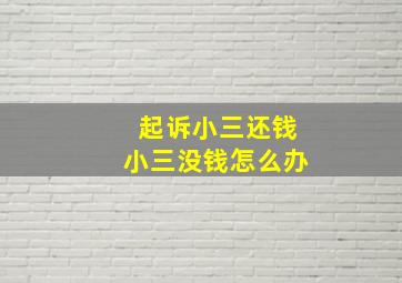 起诉小三还钱小三没钱怎么办