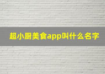 超小厨美食app叫什么名字