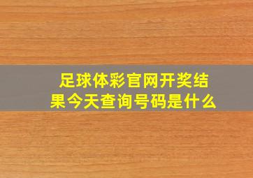 足球体彩官网开奖结果今天查询号码是什么