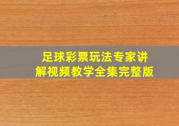 足球彩票玩法专家讲解视频教学全集完整版