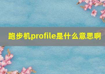 跑步机profile是什么意思啊