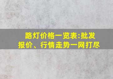 路灯价格一览表:批发报价、行情走势一网打尽