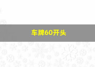 车牌60开头