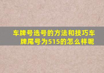 车牌号选号的方法和技巧车牌尾号为515的怎么样呢