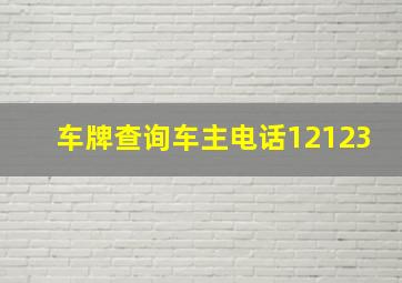 车牌查询车主电话12123