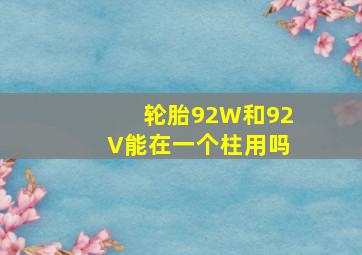 轮胎92W和92V能在一个柱用吗