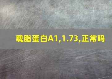 载脂蛋白A1,1.73,正常吗