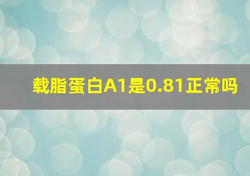 载脂蛋白A1是0.81正常吗