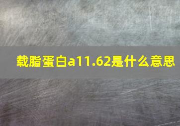 载脂蛋白a11.62是什么意思