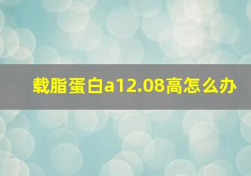 载脂蛋白a12.08高怎么办