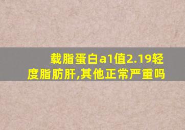 载脂蛋白a1值2.19轻度脂肪肝,其他正常严重吗