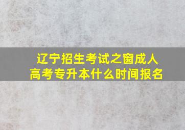 辽宁招生考试之窗成人高考专升本什么时间报名