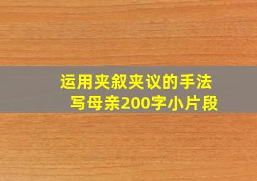 运用夹叙夹议的手法写母亲200字小片段