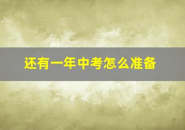 还有一年中考怎么准备