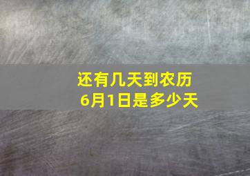 还有几天到农历6月1日是多少天