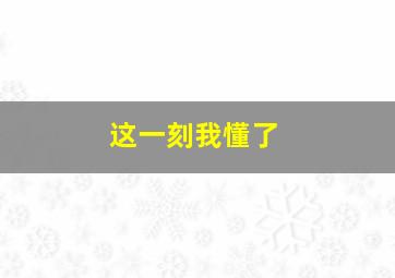 这一刻我懂了