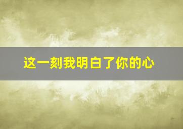 这一刻我明白了你的心