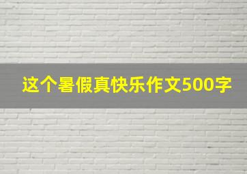 这个暑假真快乐作文500字