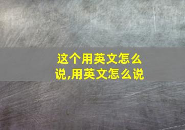 这个用英文怎么说,用英文怎么说