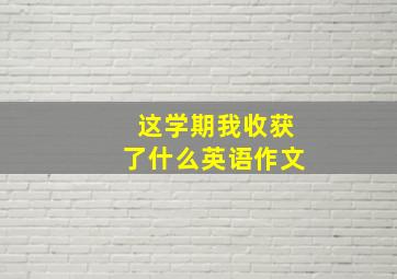 这学期我收获了什么英语作文