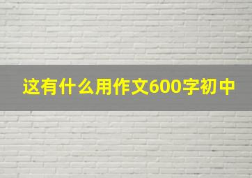 这有什么用作文600字初中