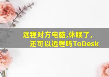 远程对方电脑,休眠了,还可以远程吗ToDesk