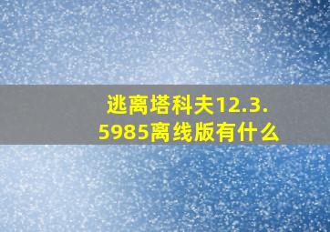 逃离塔科夫12.3.5985离线版有什么