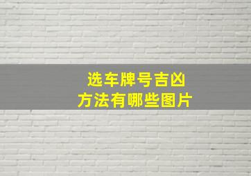 选车牌号吉凶方法有哪些图片