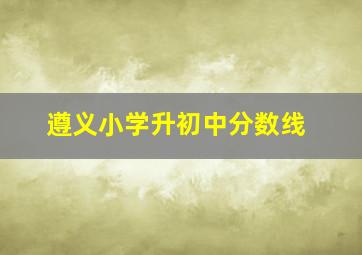 遵义小学升初中分数线