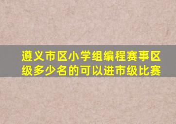 遵义市区小学组编程赛事区级多少名的可以进市级比赛