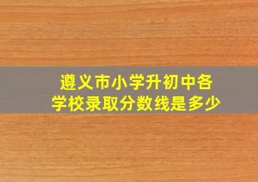 遵义市小学升初中各学校录取分数线是多少