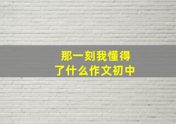 那一刻我懂得了什么作文初中