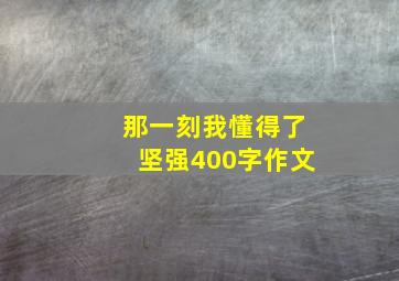 那一刻我懂得了坚强400字作文