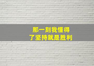 那一刻我懂得了坚持就是胜利