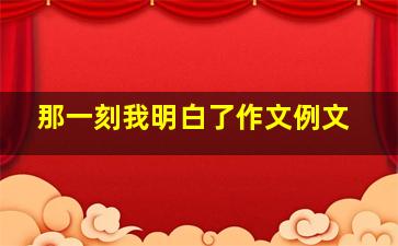 那一刻我明白了作文例文