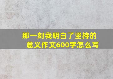 那一刻我明白了坚持的意义作文600字怎么写