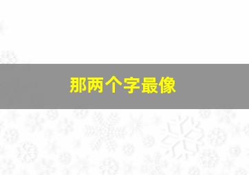 那两个字最像