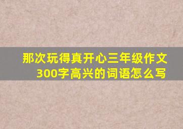 那次玩得真开心三年级作文300字高兴的词语怎么写