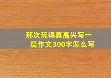 那次玩得真高兴写一篇作文300字怎么写